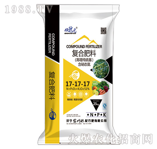 青麻椒果蔬專用復合肥料17-17-17-根狀元-金網(wǎng)聯(lián)