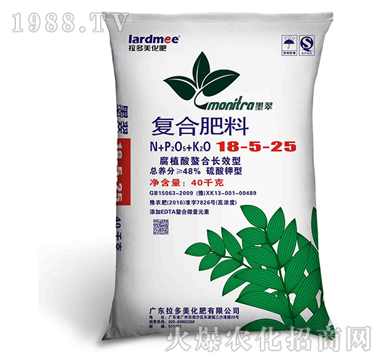 復(fù)合肥料-墨翠（18-5-25）硫酸鉀型40kg-拉多美化肥