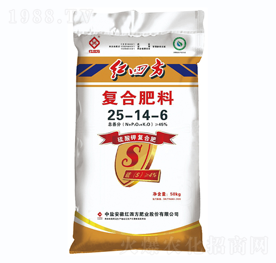 50kg硫酸鉀復(fù)合肥料25-14-6-紅四方